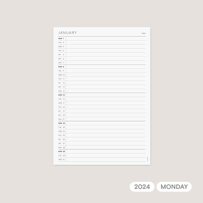 2024 Vertical Monthly Planner Printable