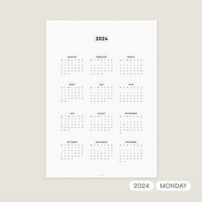 2024 Year Overview Calendar - Printable