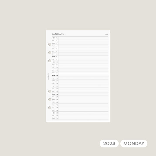 2024 Vertical Monthly Planner Inserts Printable