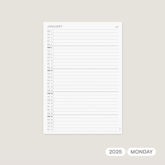 2025 Vertical Monthly Planner Printable