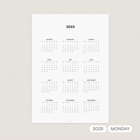2025 Year Overview Calendar - Printable