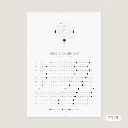 2025 Moon Calendar A3 Printable