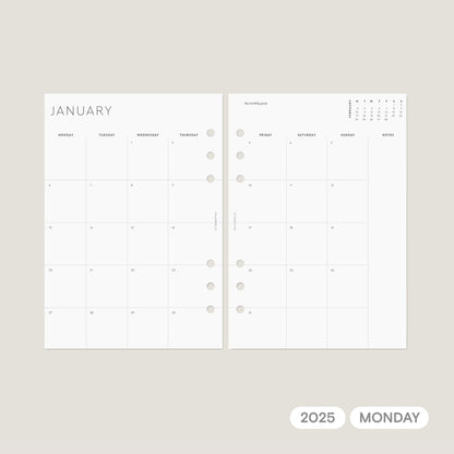 2025 Monthly Agenda Refills Printable – Monday Week