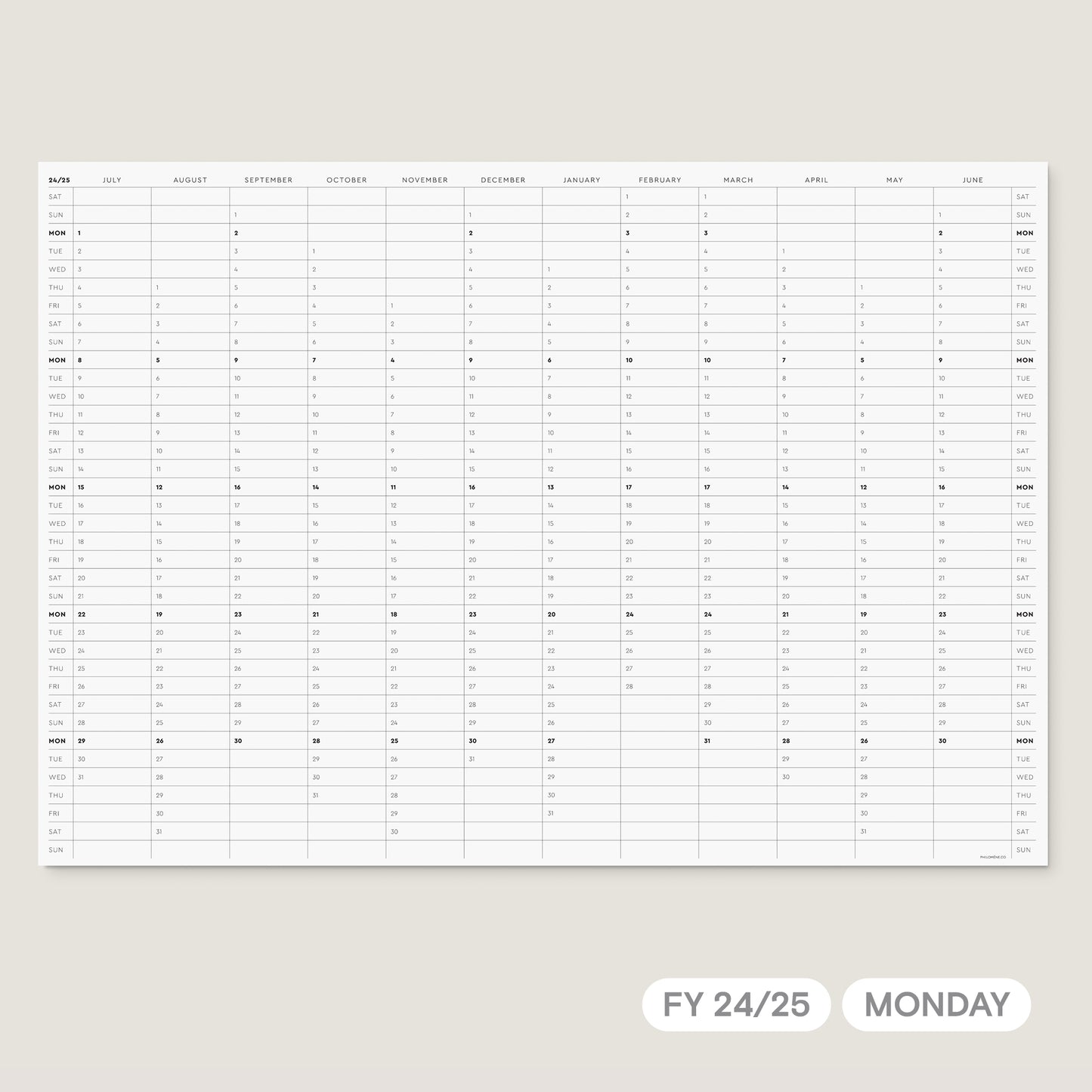 24/25 Year in View Planner – Printable