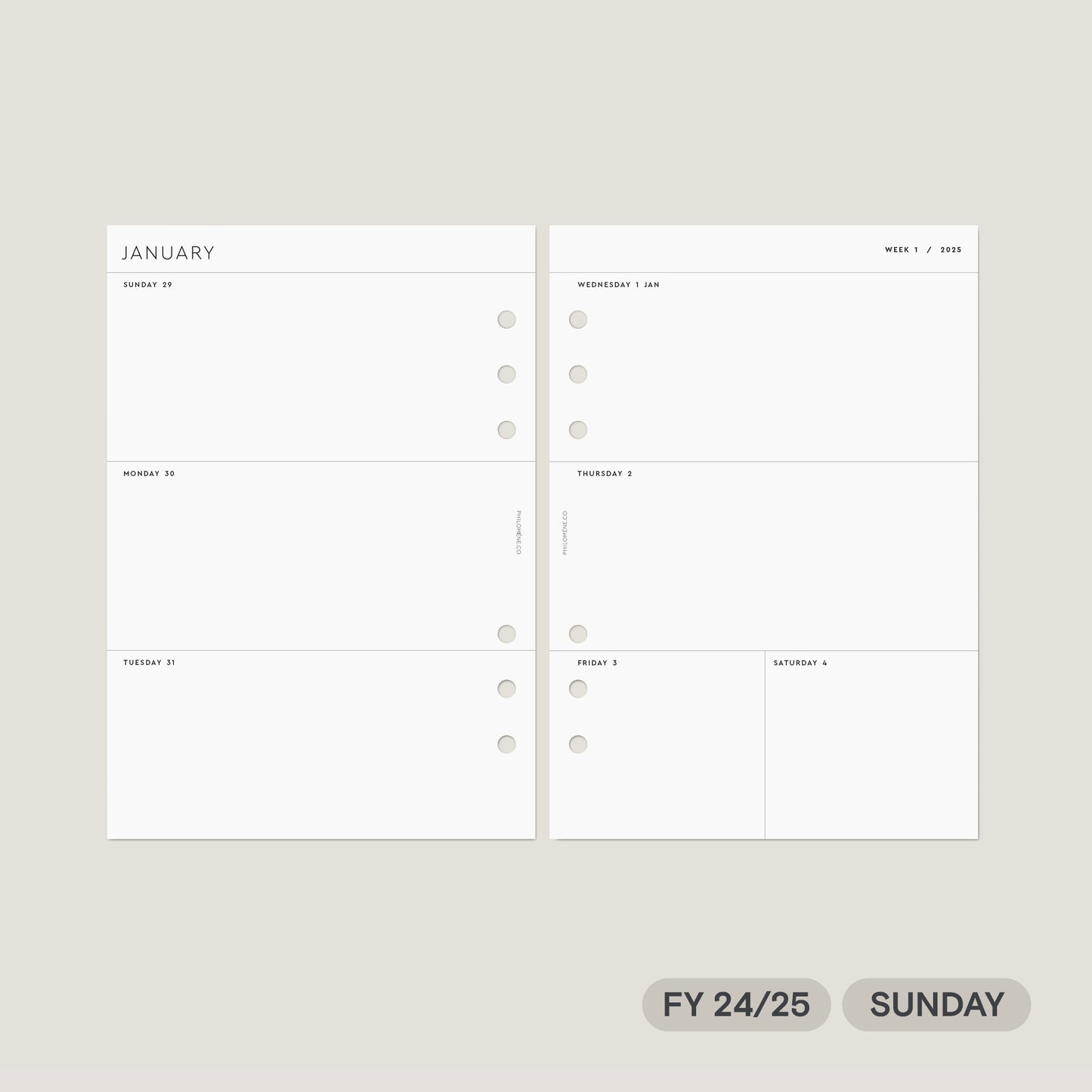 FY 24/25 Weekly Agenda Inserts Printable – Sunday Start