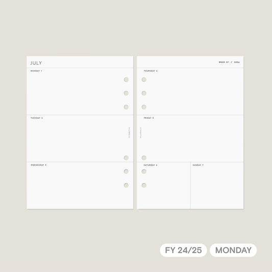 FY 24/25 Weekly Agenda Inserts Printable – Monday Start