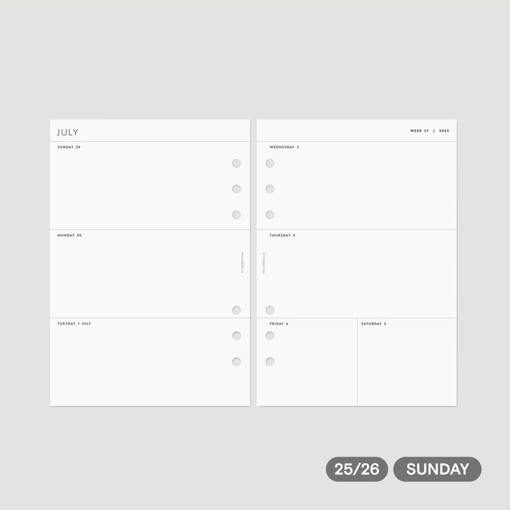 FY 2025/26 Weekly Agenda Inserts Printable – Sunday Week