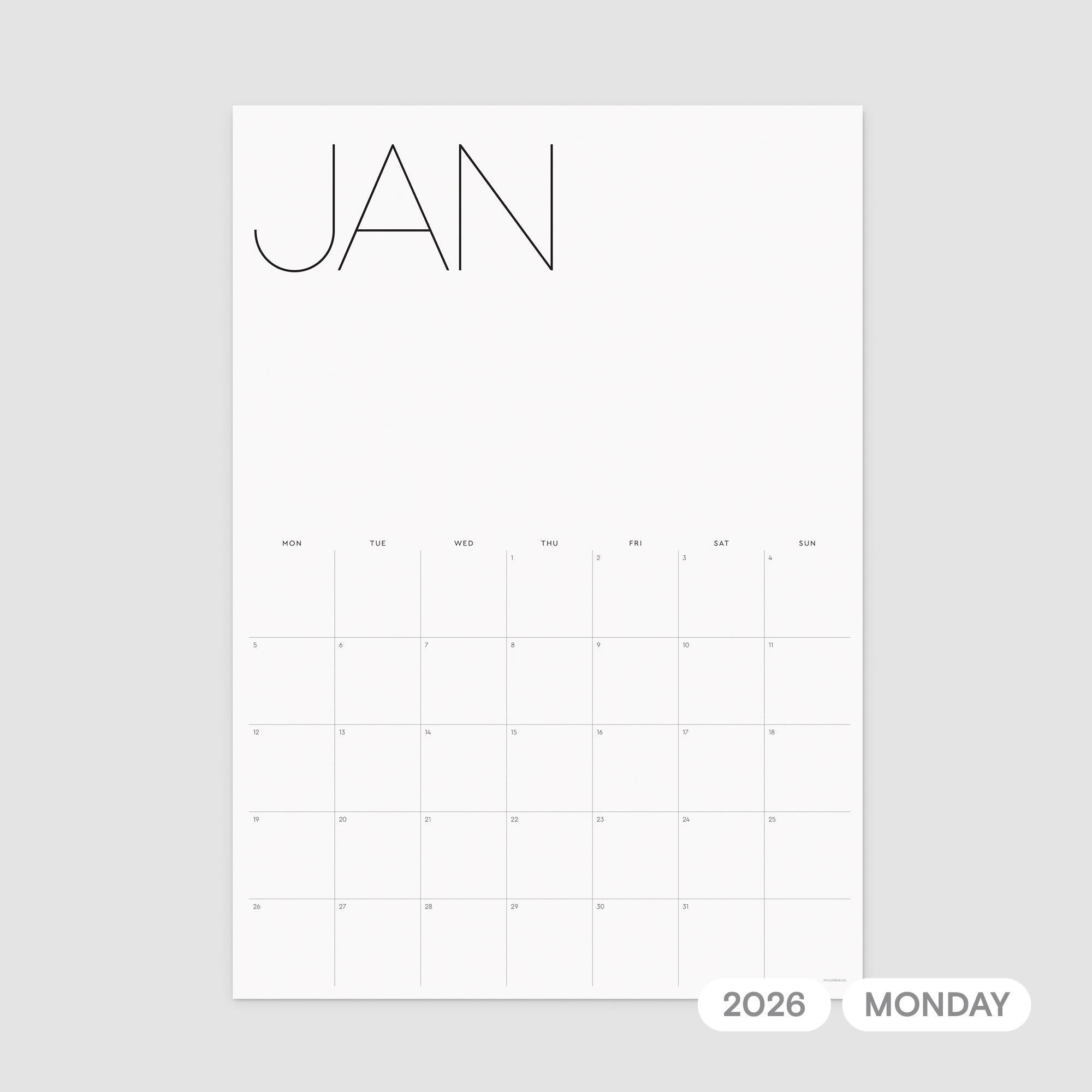 2026 Monthly Calendar Printable