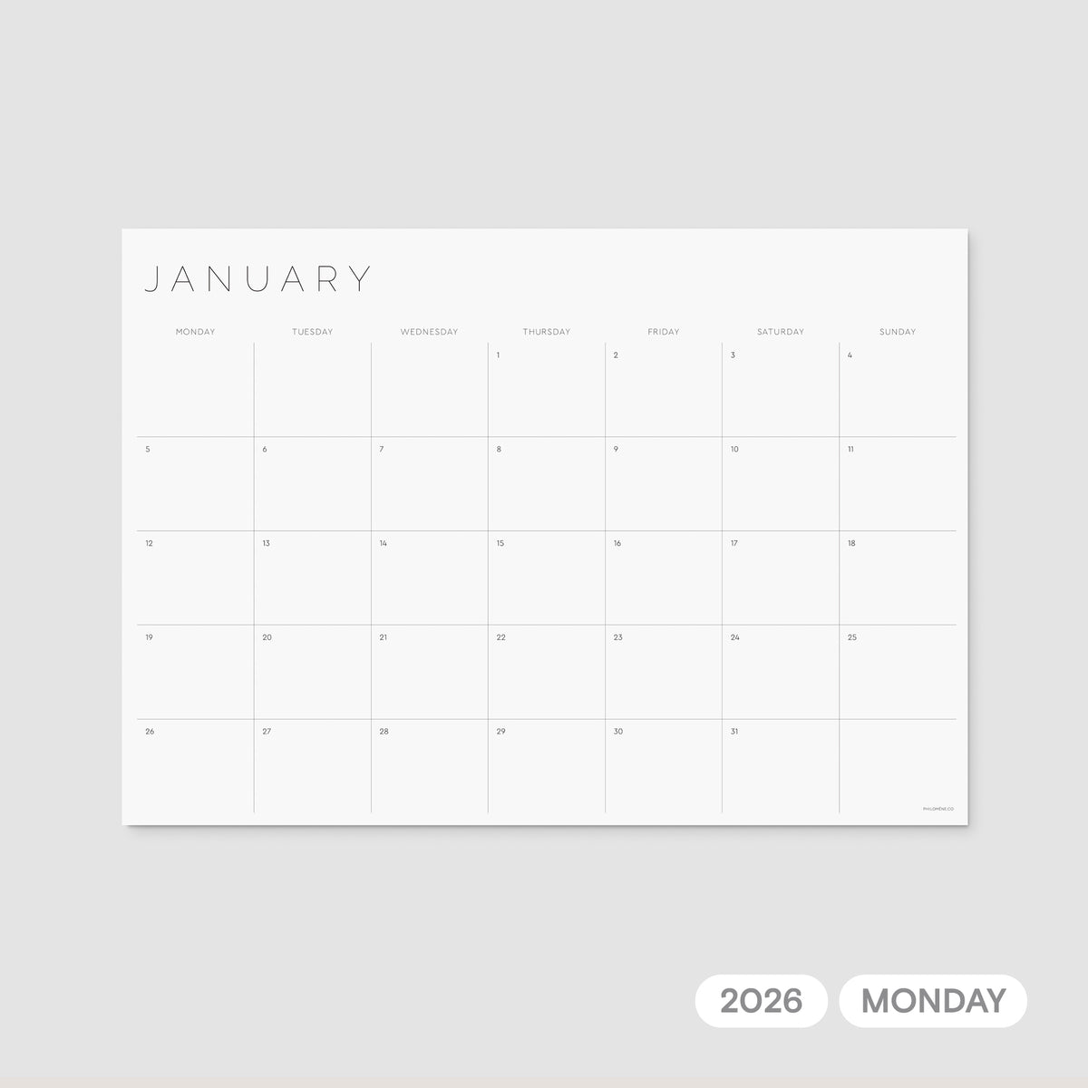 2026 Monthly Planner Printable – Monday Week