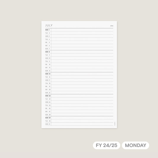 24/25 Vertical Monthly Planner Printable