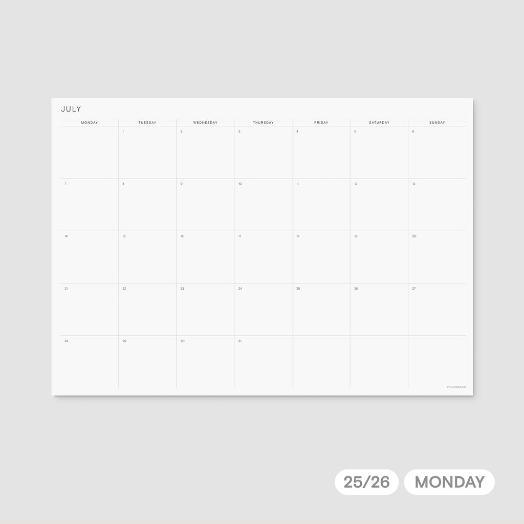 FY 2025/26 Monthly Planner Printable No.2 – Monday Week