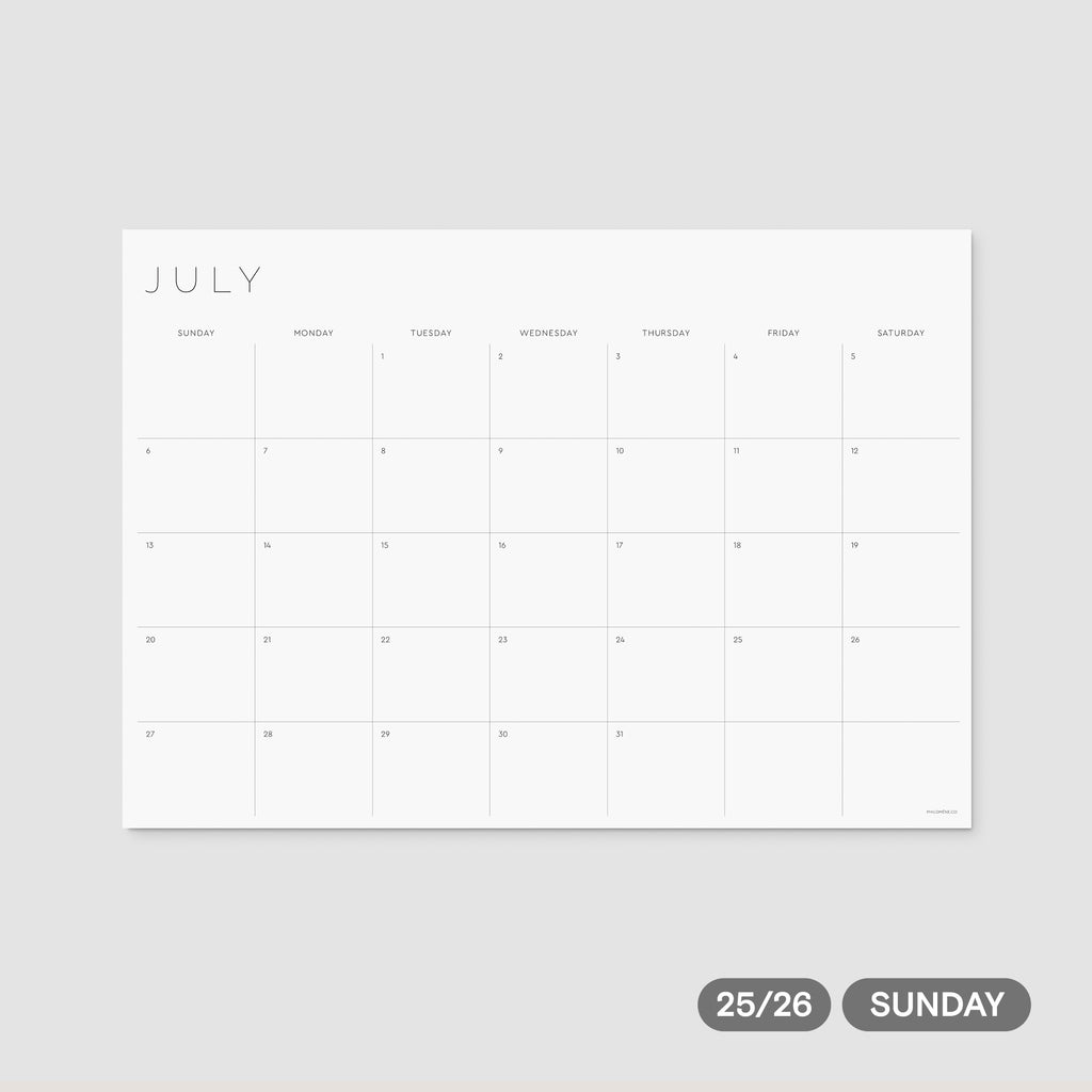 FY 2025/26 Monthly Planner Printable – Sunday Week
