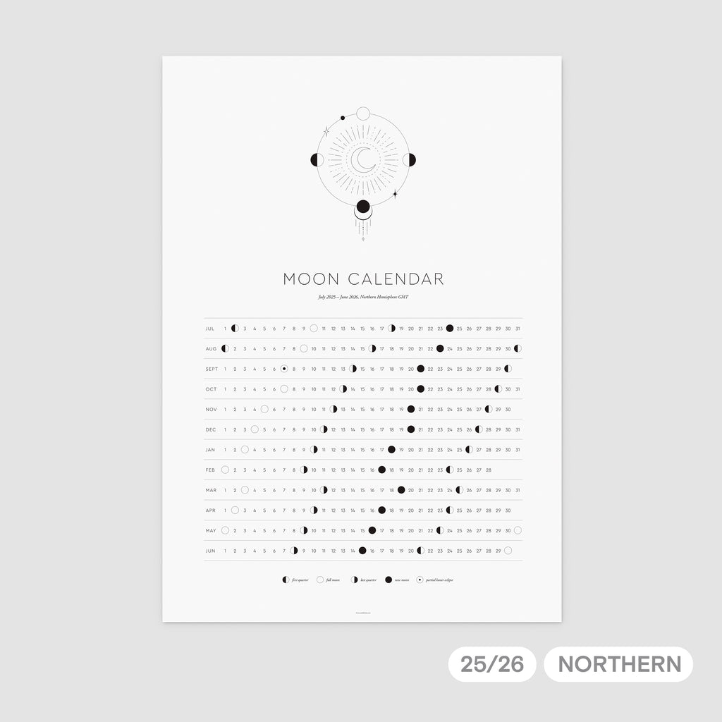 FY 2025/26 Moon Calendar A3 Printable