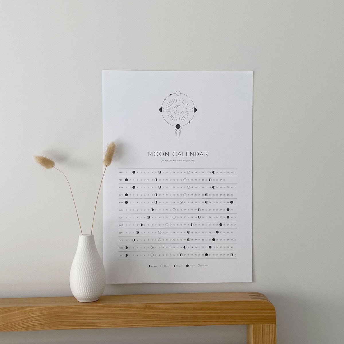 2025 Moon Calendar A3 Printable