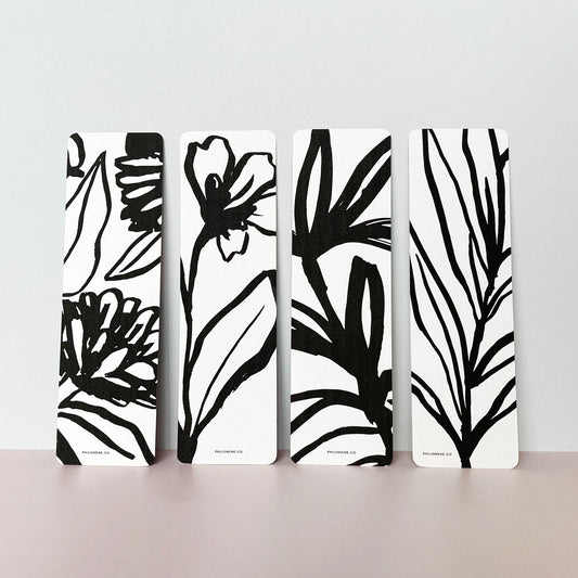 Botanical Bookmarks Black – Set of 4