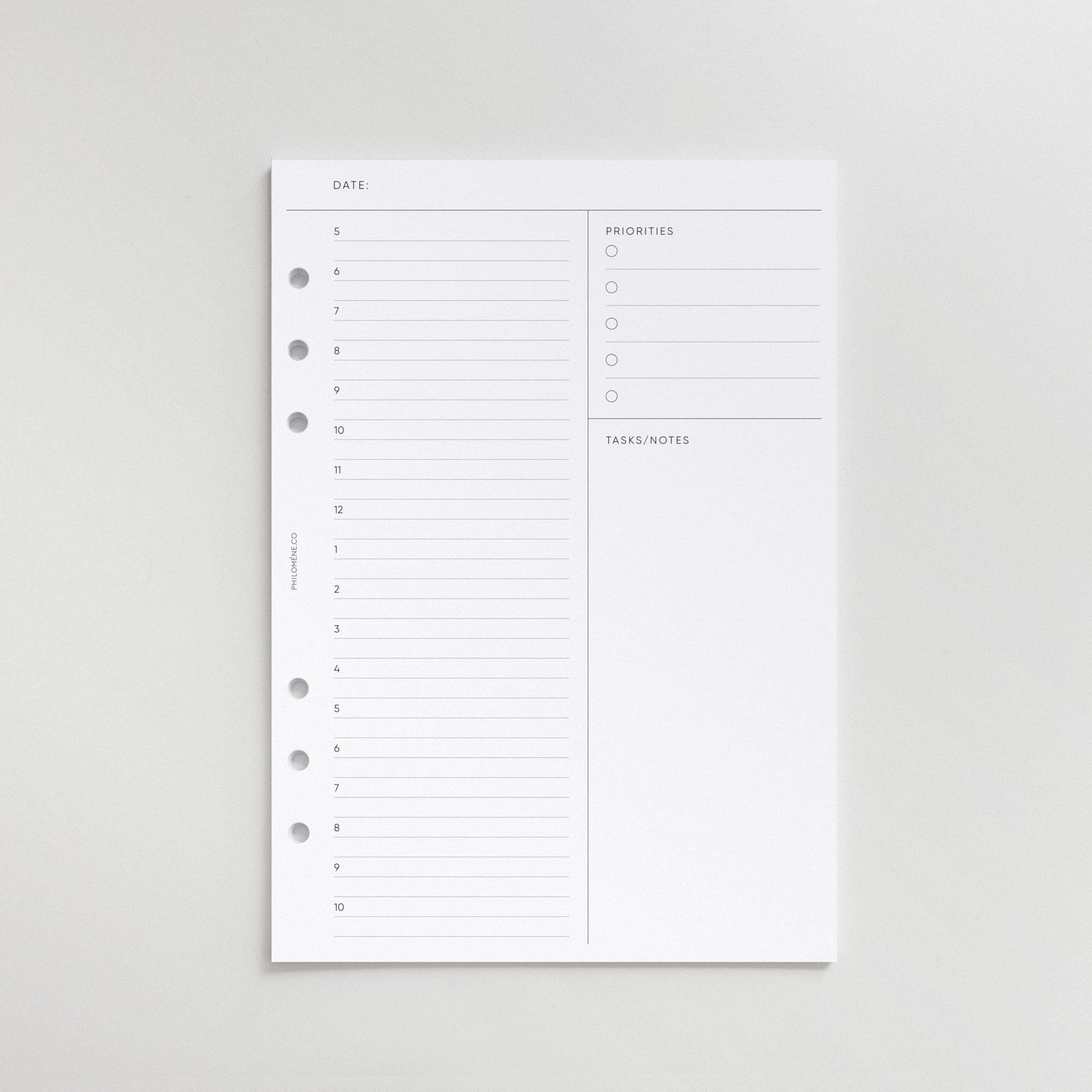 Daily Undated No.1 Planner Refill Inserts A5 – Printed