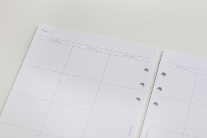 Monthly Undated Planner Refill Inserts A5 – Printed