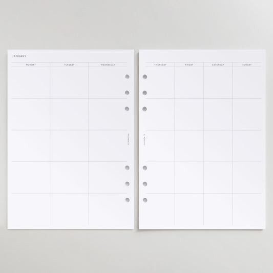 Monthly Undated Planner Refill Inserts A5 – Printed
