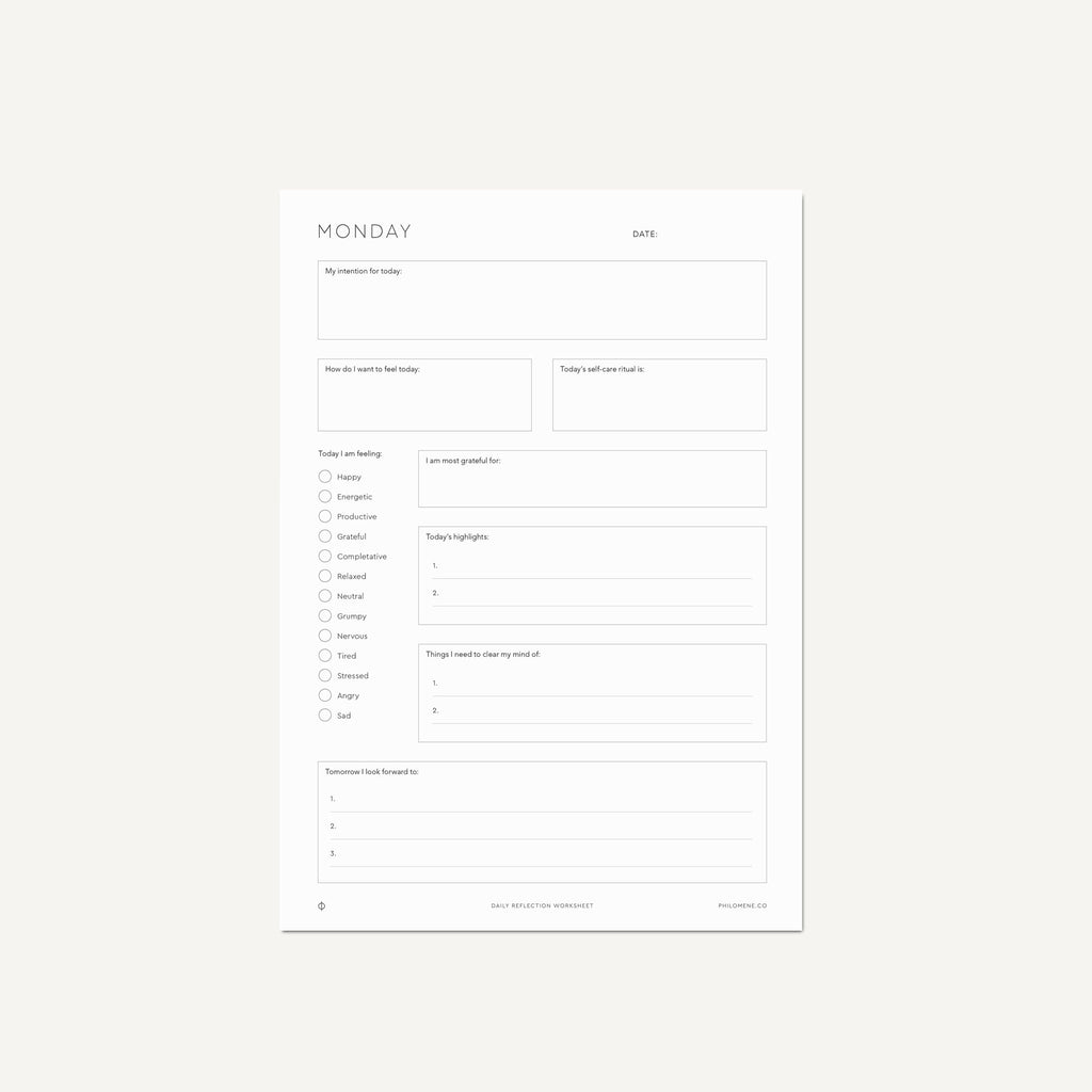 Daily Reflections Worksheet – Printable