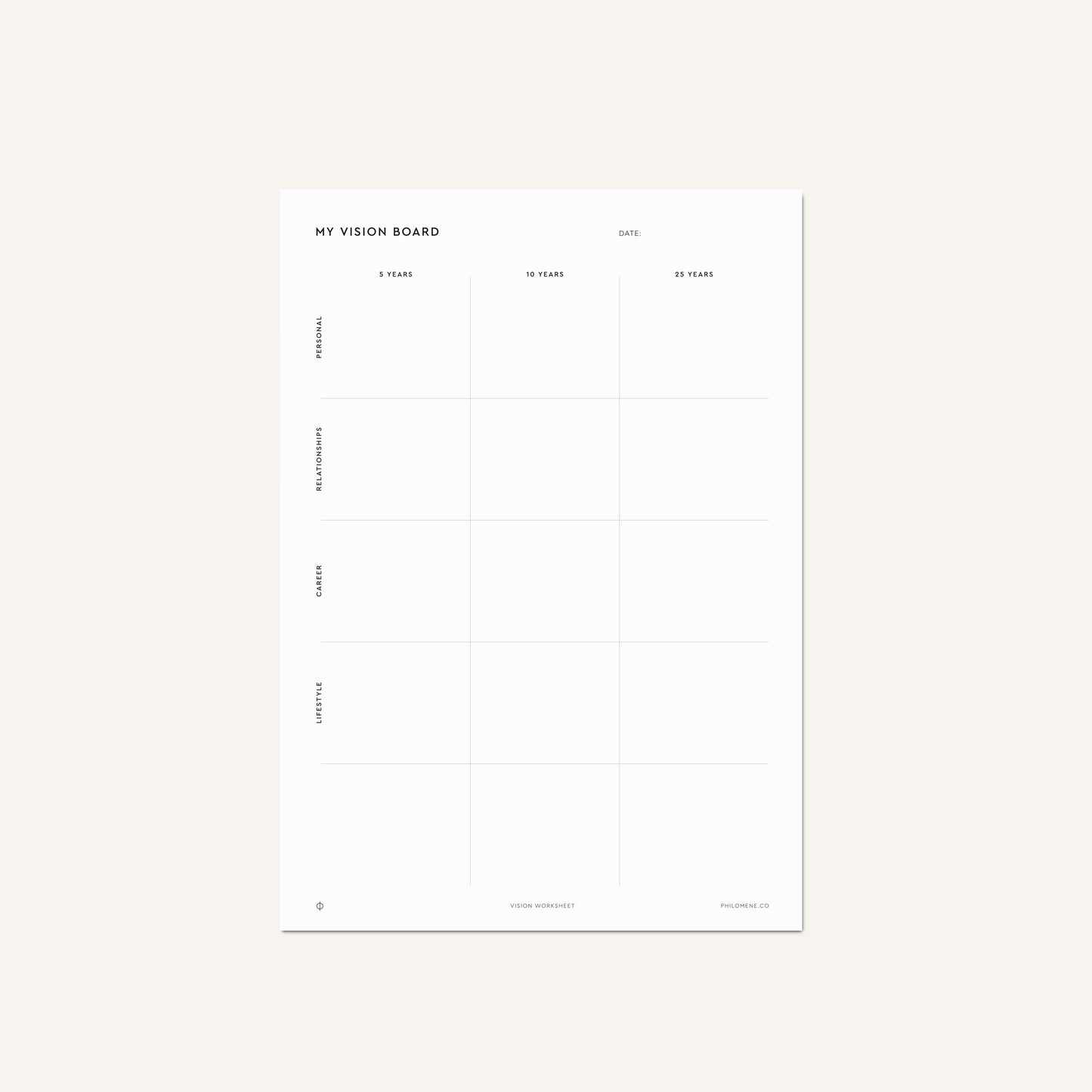 Vision Board Worksheet – Printable