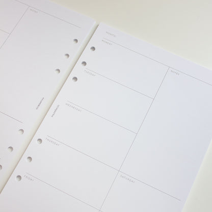Weekly Undated Planner Refill Inserts A5 - Printed