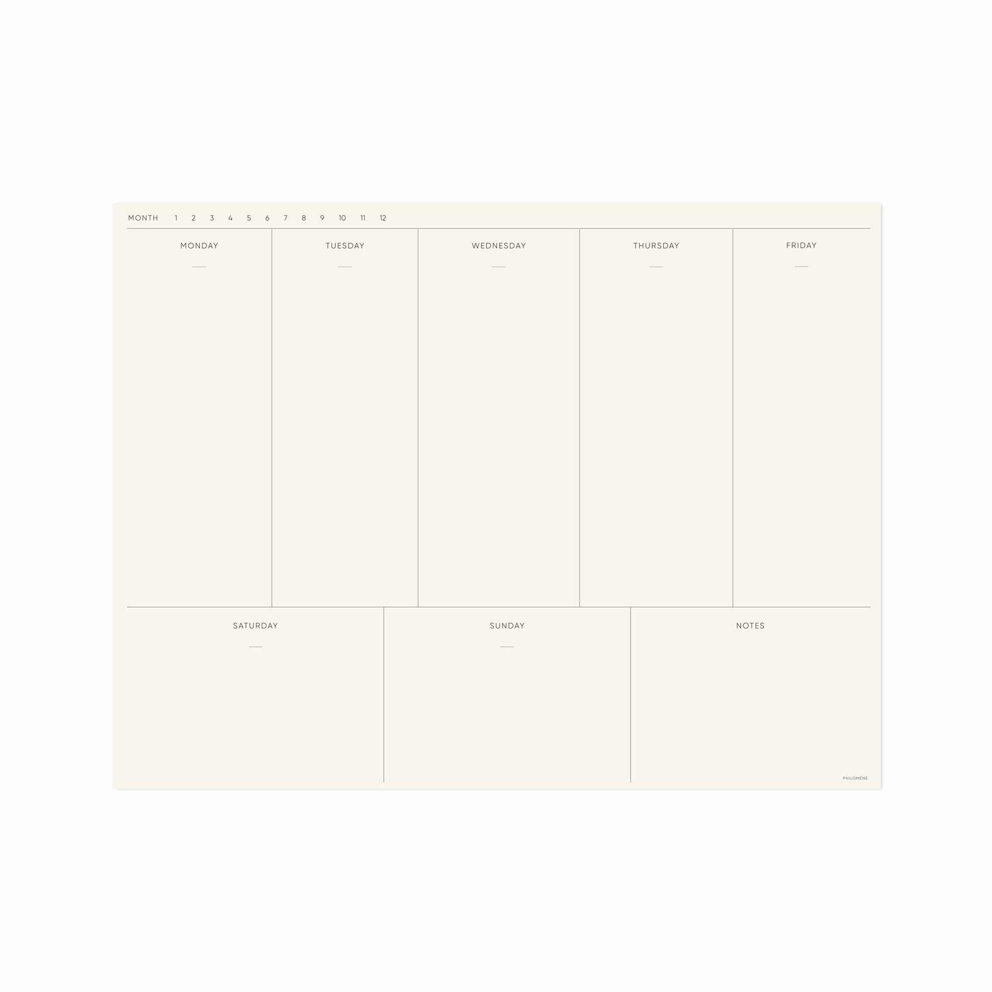 weekly planner on plain background