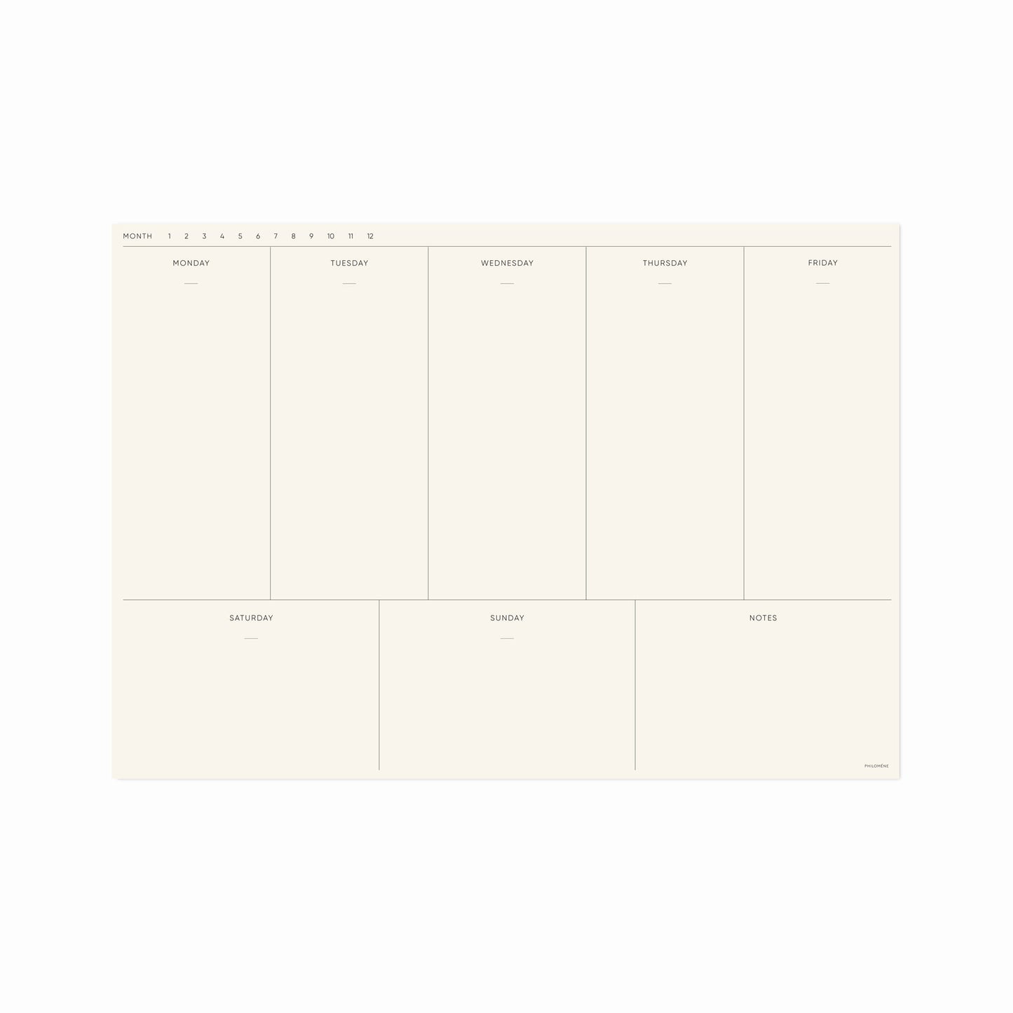 weekly letter planner on white background